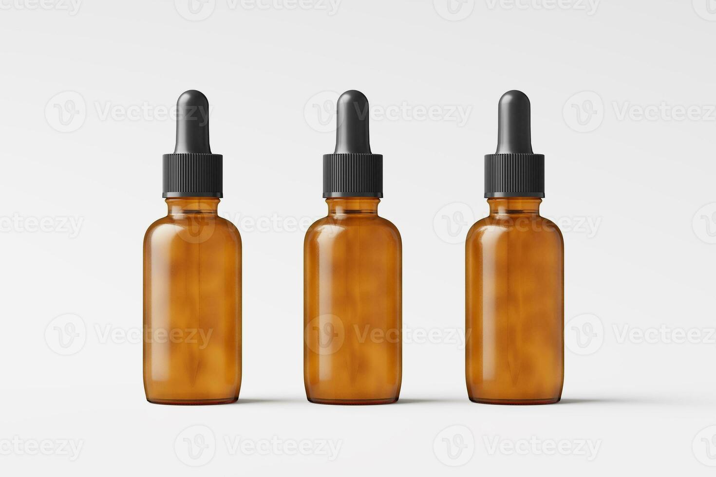 Amber Glass Dropper Bottle 3D Rendering White Blank Mockup photo
