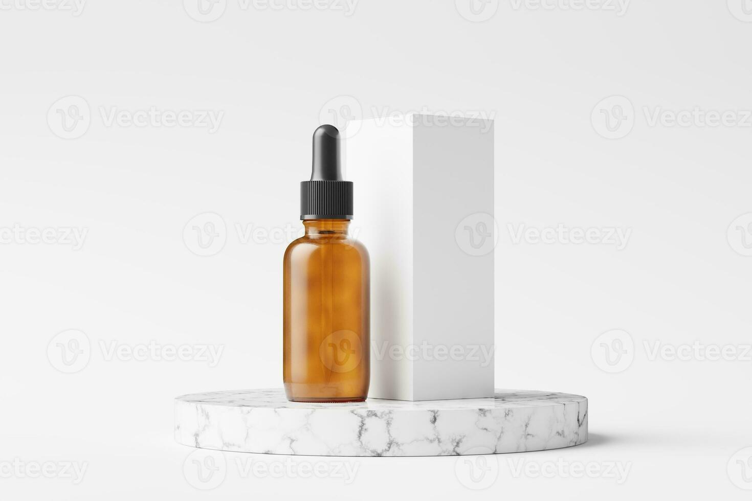 Amber Glass Dropper Bottle 3D Rendering White Blank Mockup photo