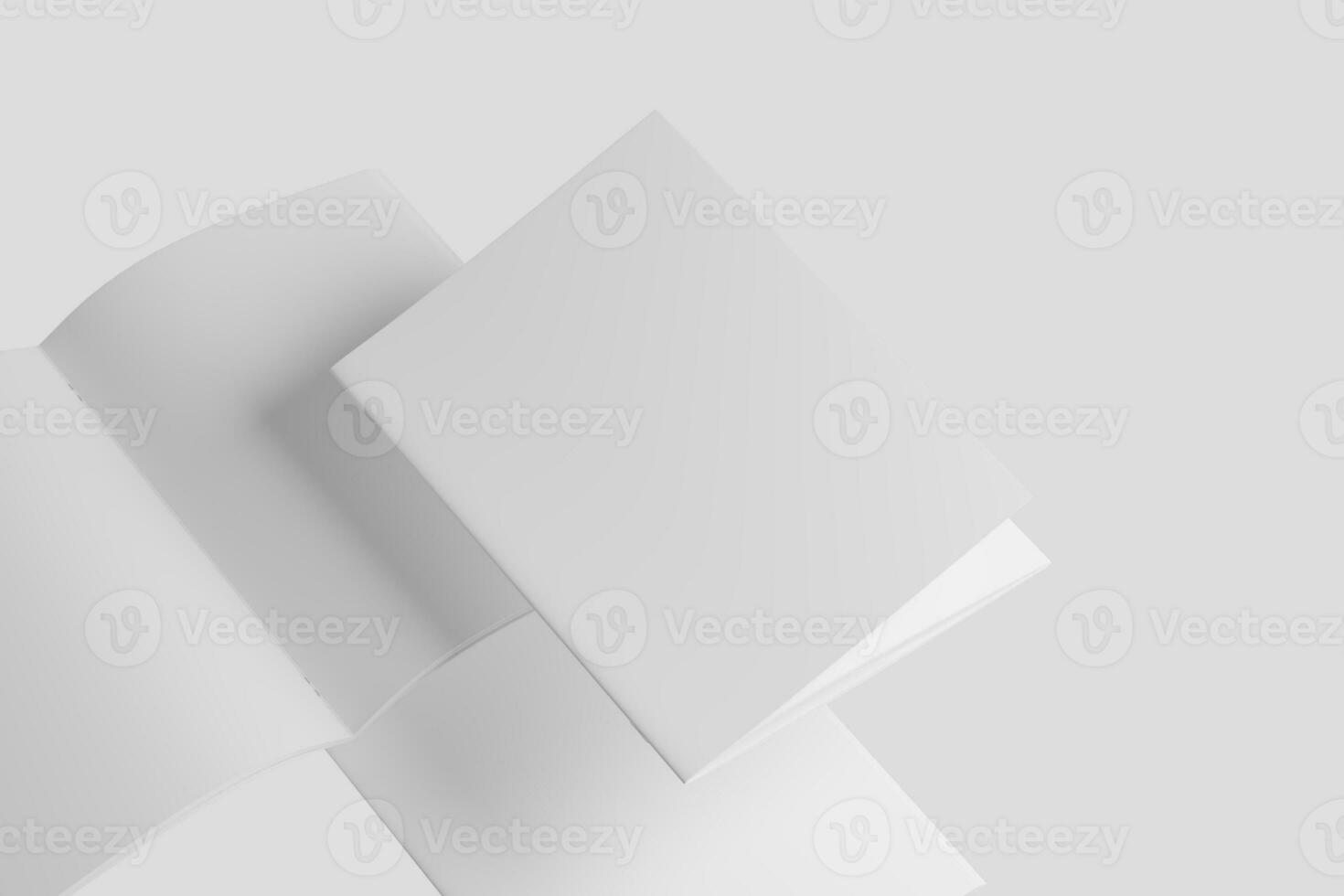 A4 A5 Magazine Brochure 3D Rendering White Blank Mockup photo