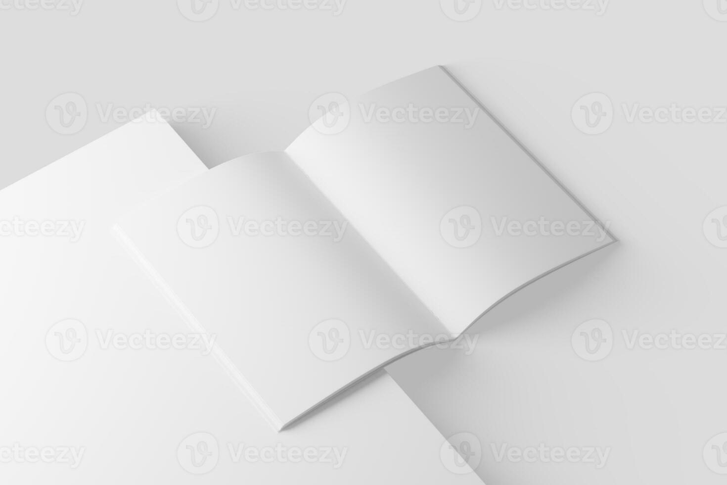 A4 A5 Magazine Brochure 3D Rendering White Blank Mockup photo