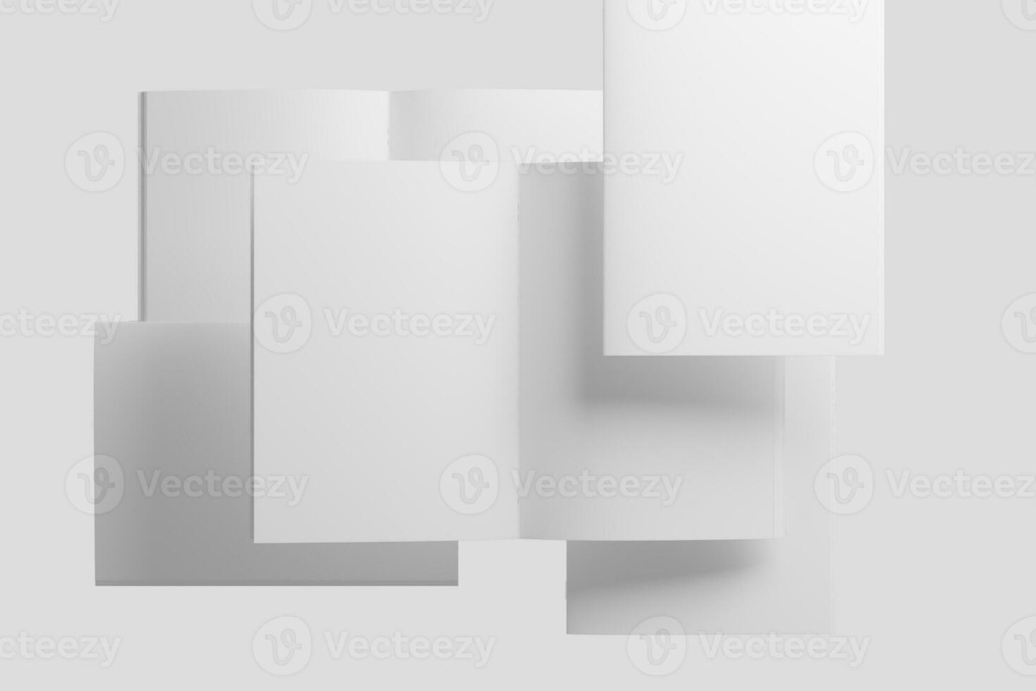 A4 A5 Magazine Brochure 3D Rendering White Blank Mockup photo