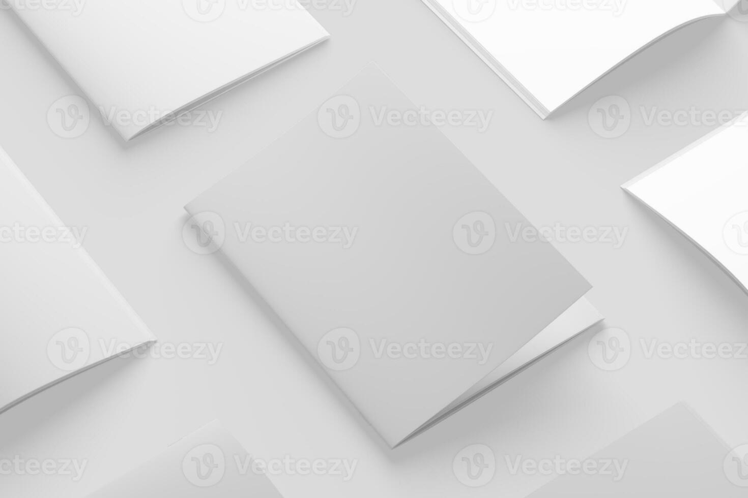 A4 A5 Magazine Brochure 3D Rendering White Blank Mockup photo