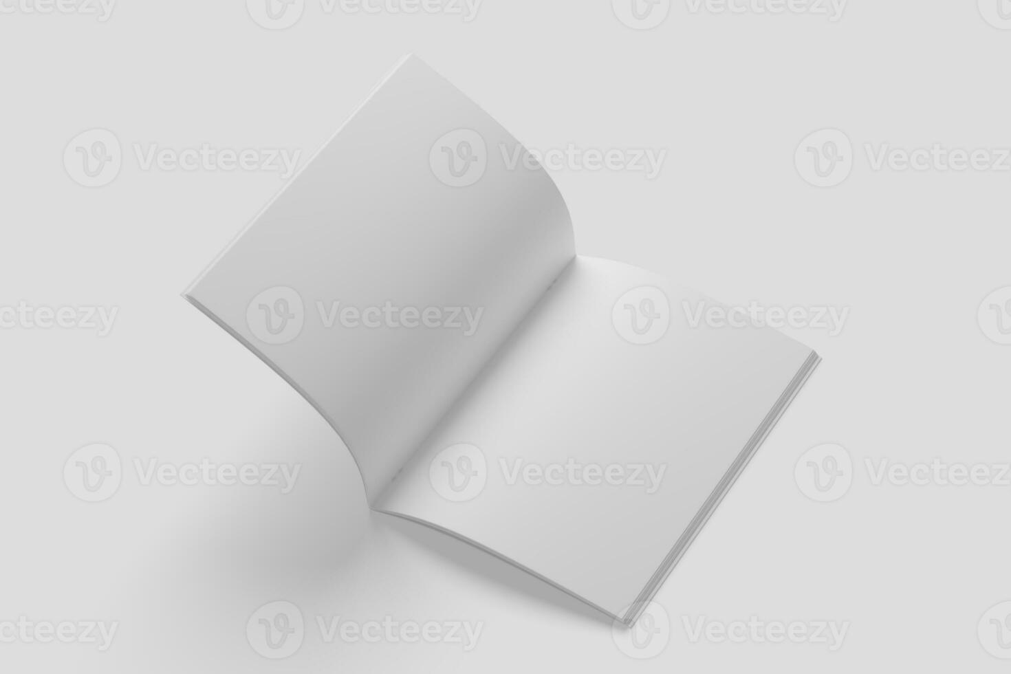 A4 A5 Magazine Brochure 3D Rendering White Blank Mockup photo