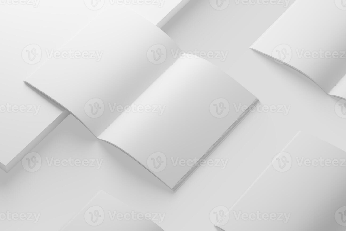 A4 A5 Magazine Brochure 3D Rendering White Blank Mockup photo