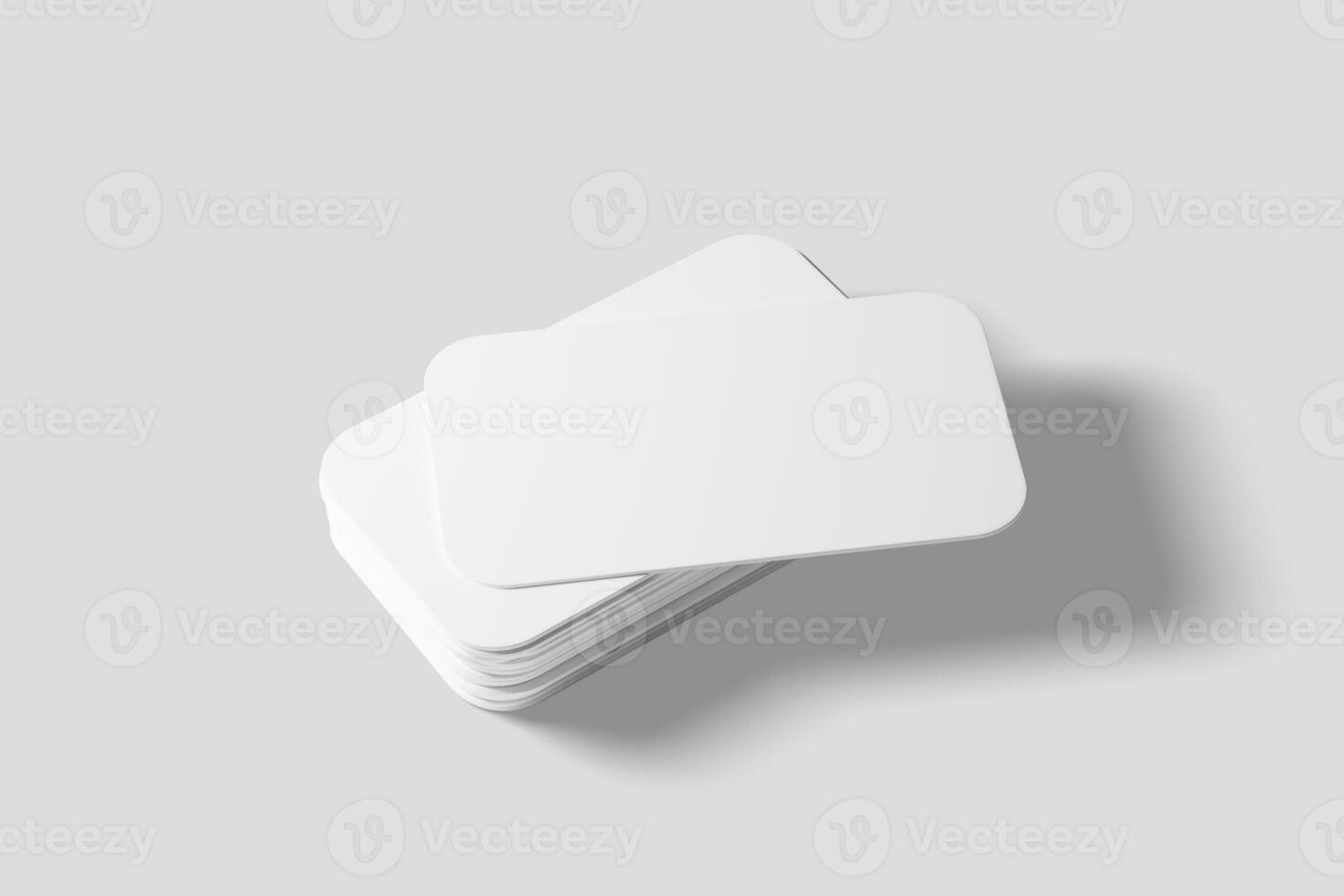 Round Corner Business Card White Blank 3D Rendering Mockup photo