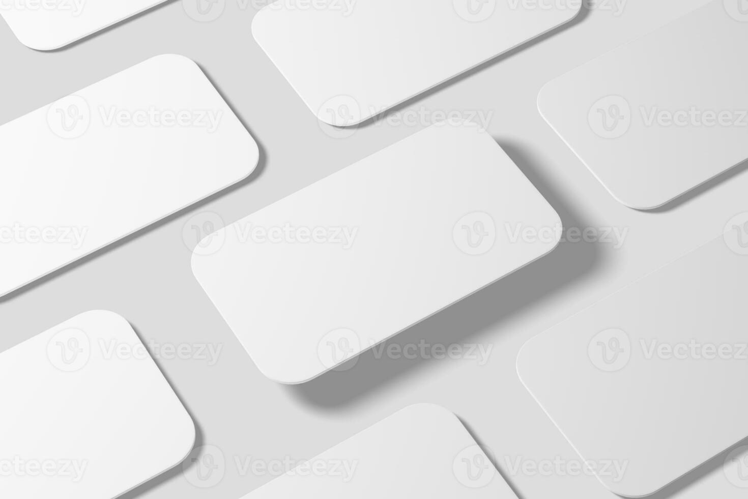 Round Corner Business Card White Blank 3D Rendering Mockup photo