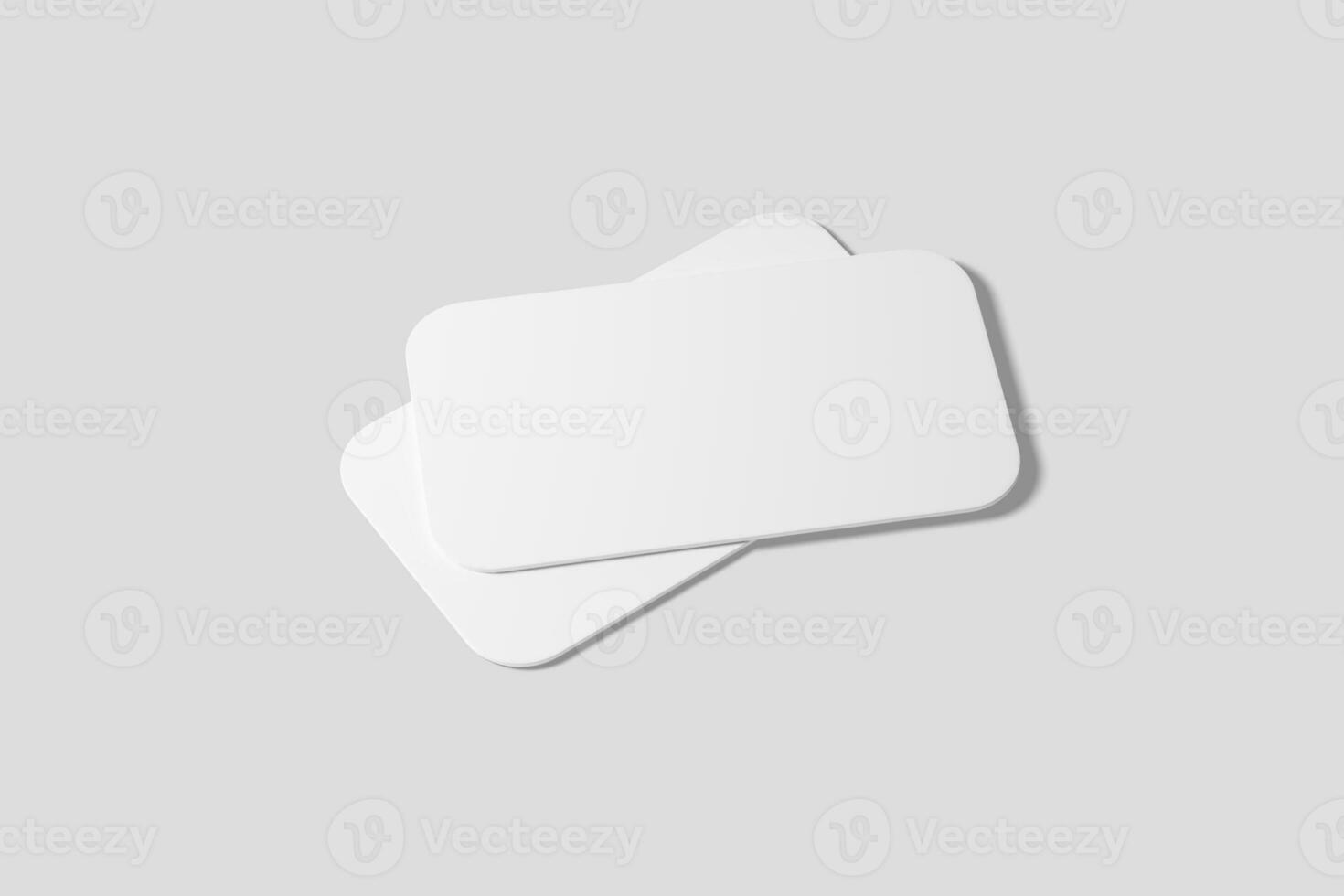 Round Corner Business Card White Blank 3D Rendering Mockup photo