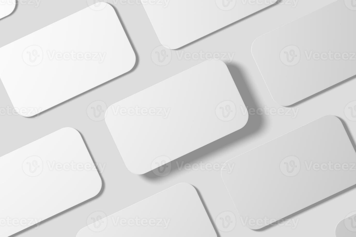 Round Corner Business Card White Blank 3D Rendering Mockup photo