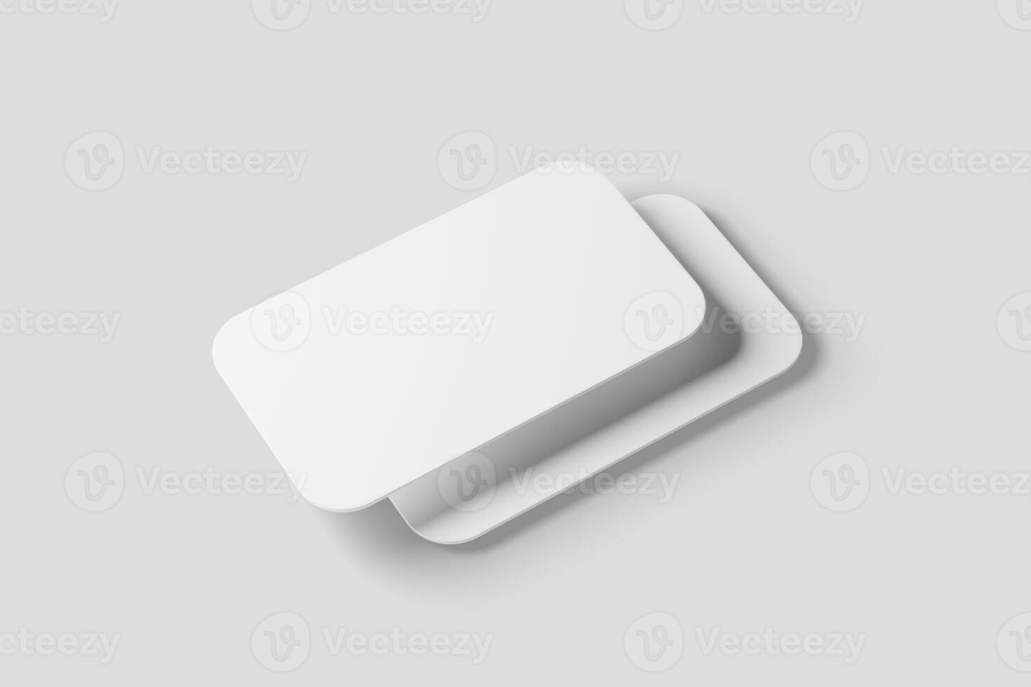 Round Corner Business Card White Blank 3D Rendering Mockup photo