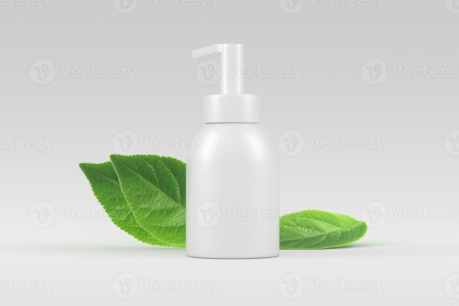 Cosmetics Bottle Packaging 3D Rendering White Blank Mockup photo