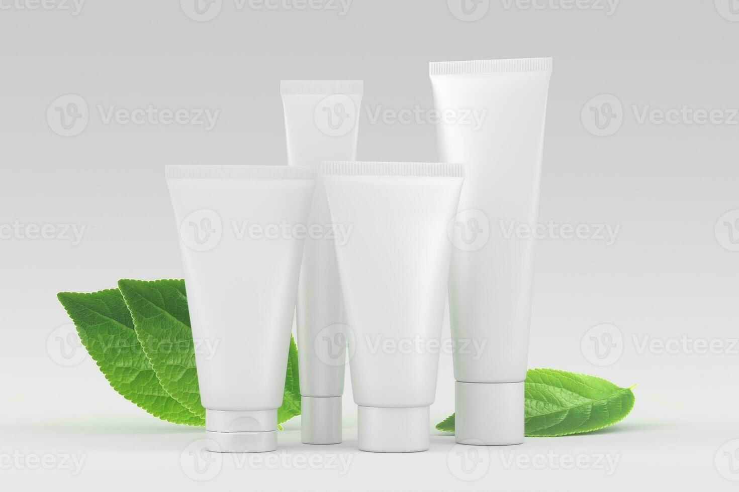 Cosmetics Bottle Packaging 3D Rendering White Blank Mockup photo