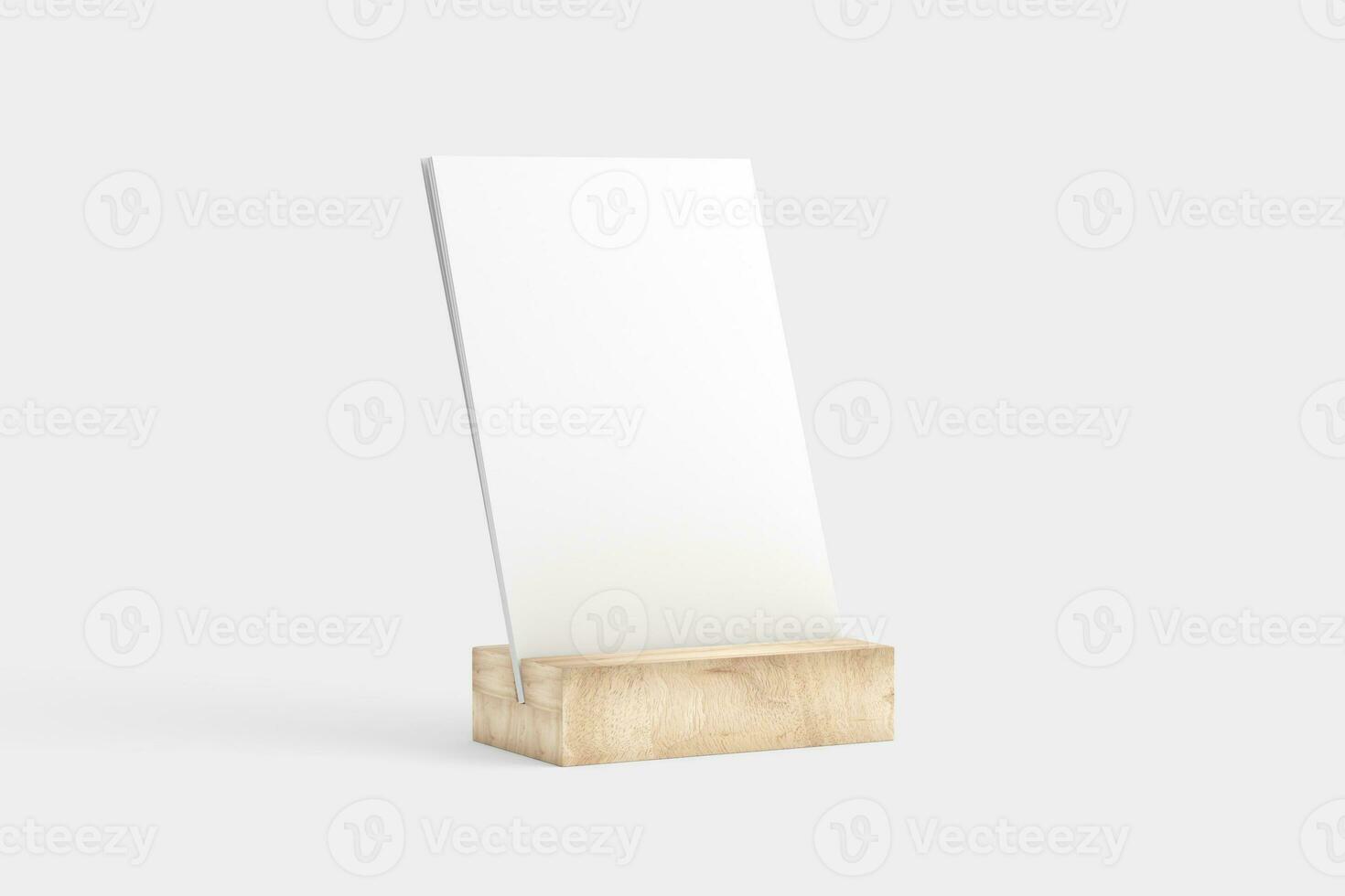 Desk Calendar With Wood Stand 3D Rendering White Blank Mockup photo
