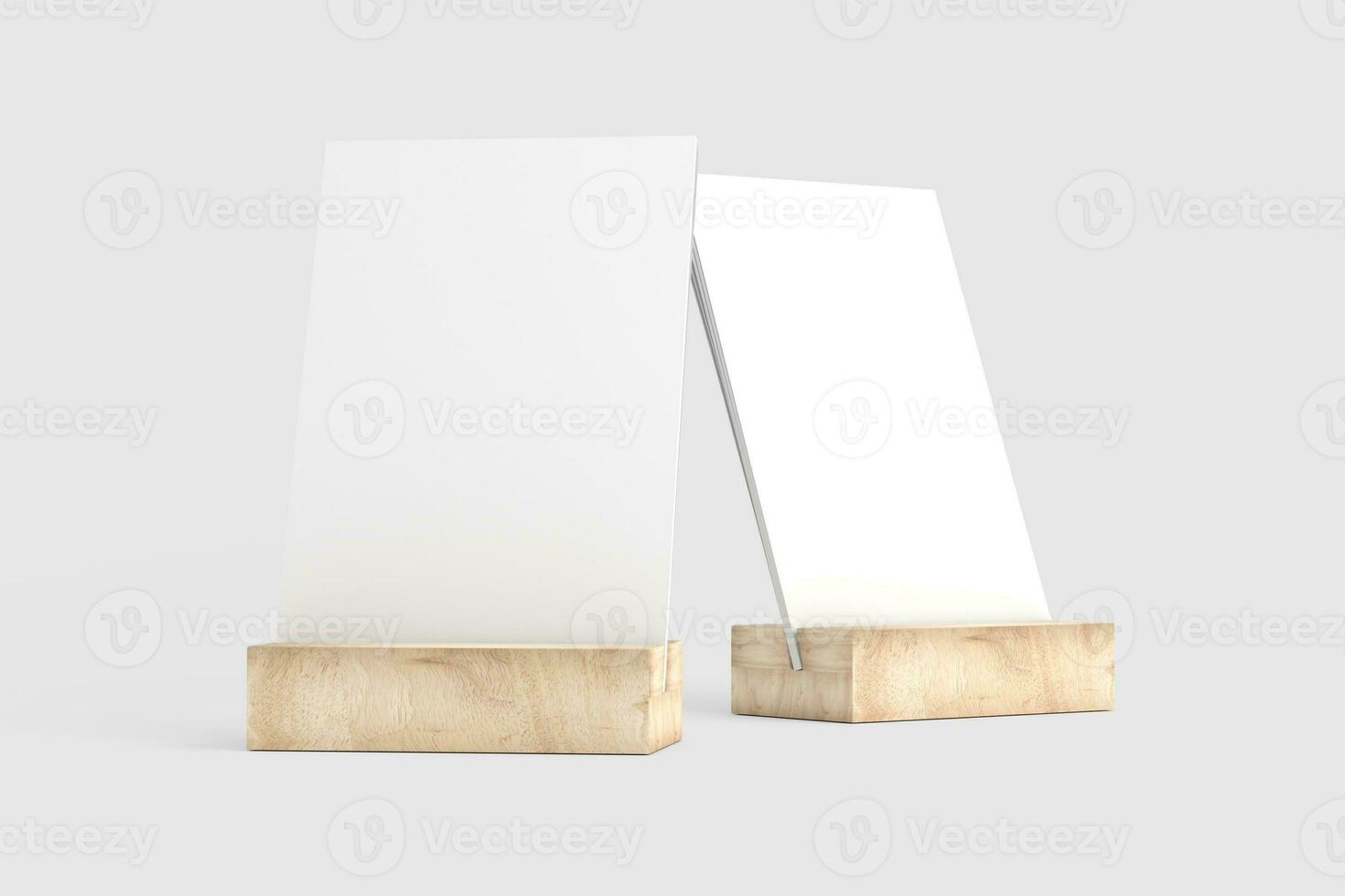 Desk Calendar With Wood Stand 3D Rendering White Blank Mockup photo