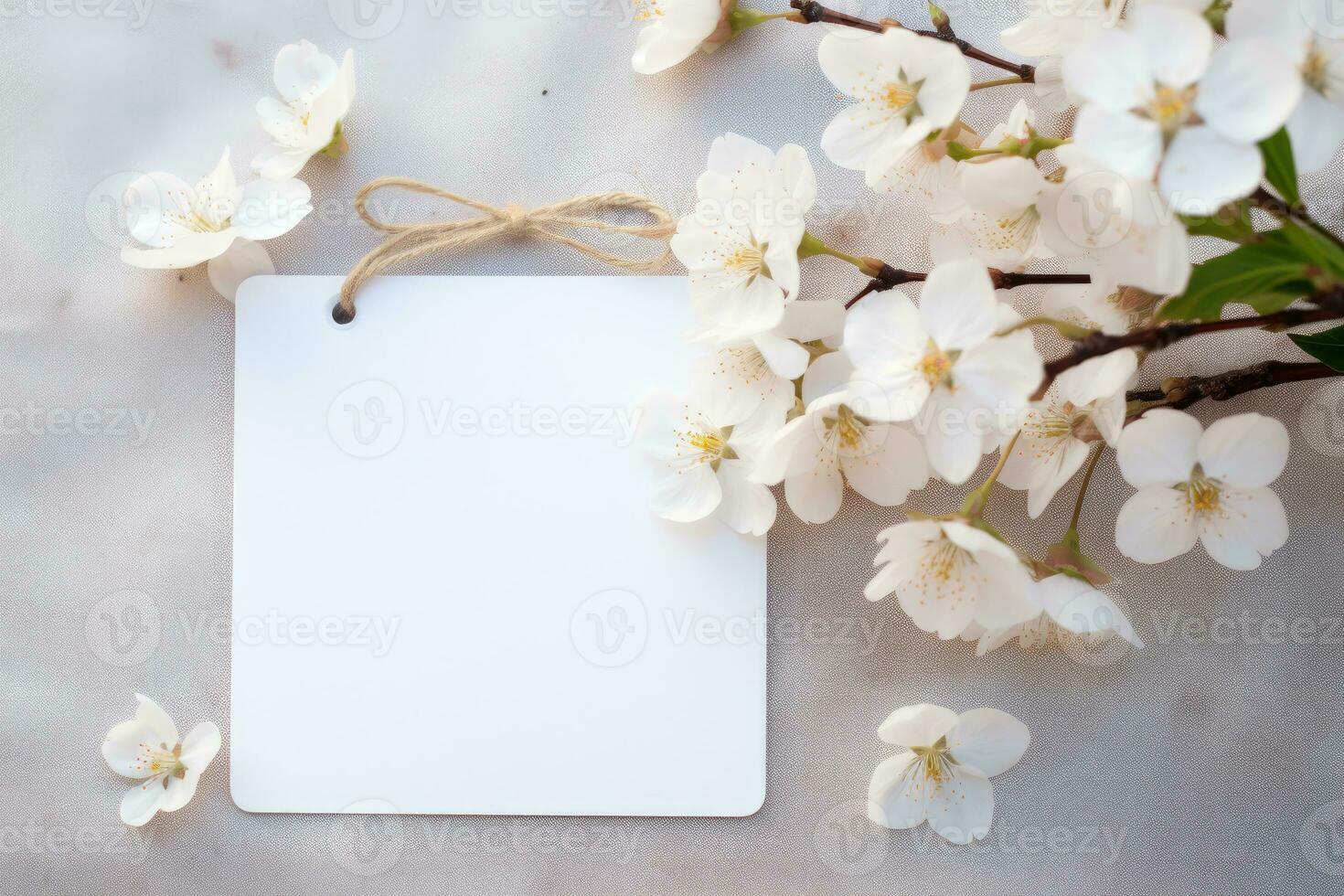 A mock-up of a white tag in white colors, an invitation card for a wedding. AI generated photo