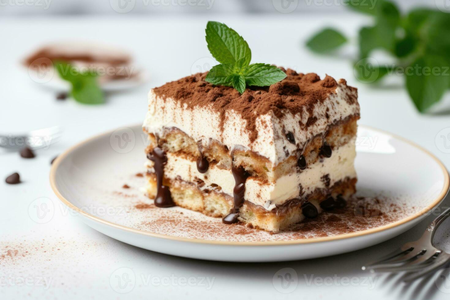 Coffee cake, multilayered dessert. AI generated 31405110 Stock Photo