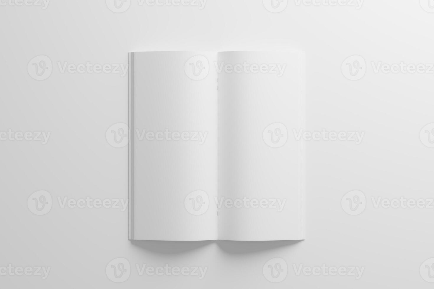 DL Saddle Stitch Bifold Brochure White Blank 3D Rendering Mockup photo