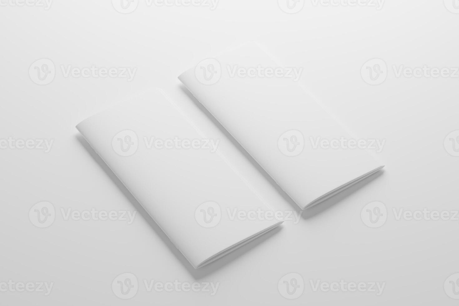 DL Saddle Stitch Bifold Brochure White Blank 3D Rendering Mockup photo