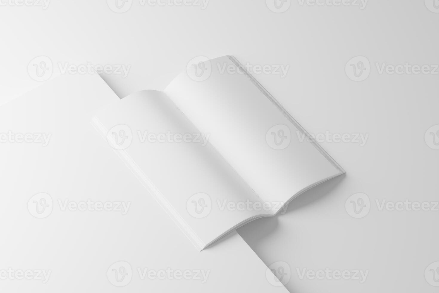 DL Saddle Stitch Bifold Brochure White Blank 3D Rendering Mockup photo