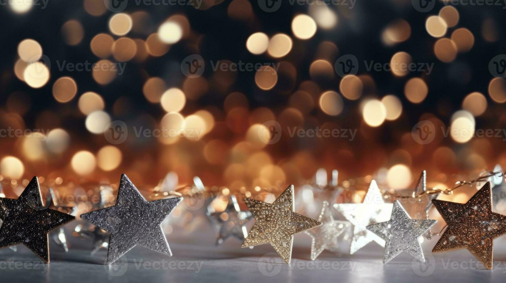 Garland of paper shiny stars, Christmas background photo