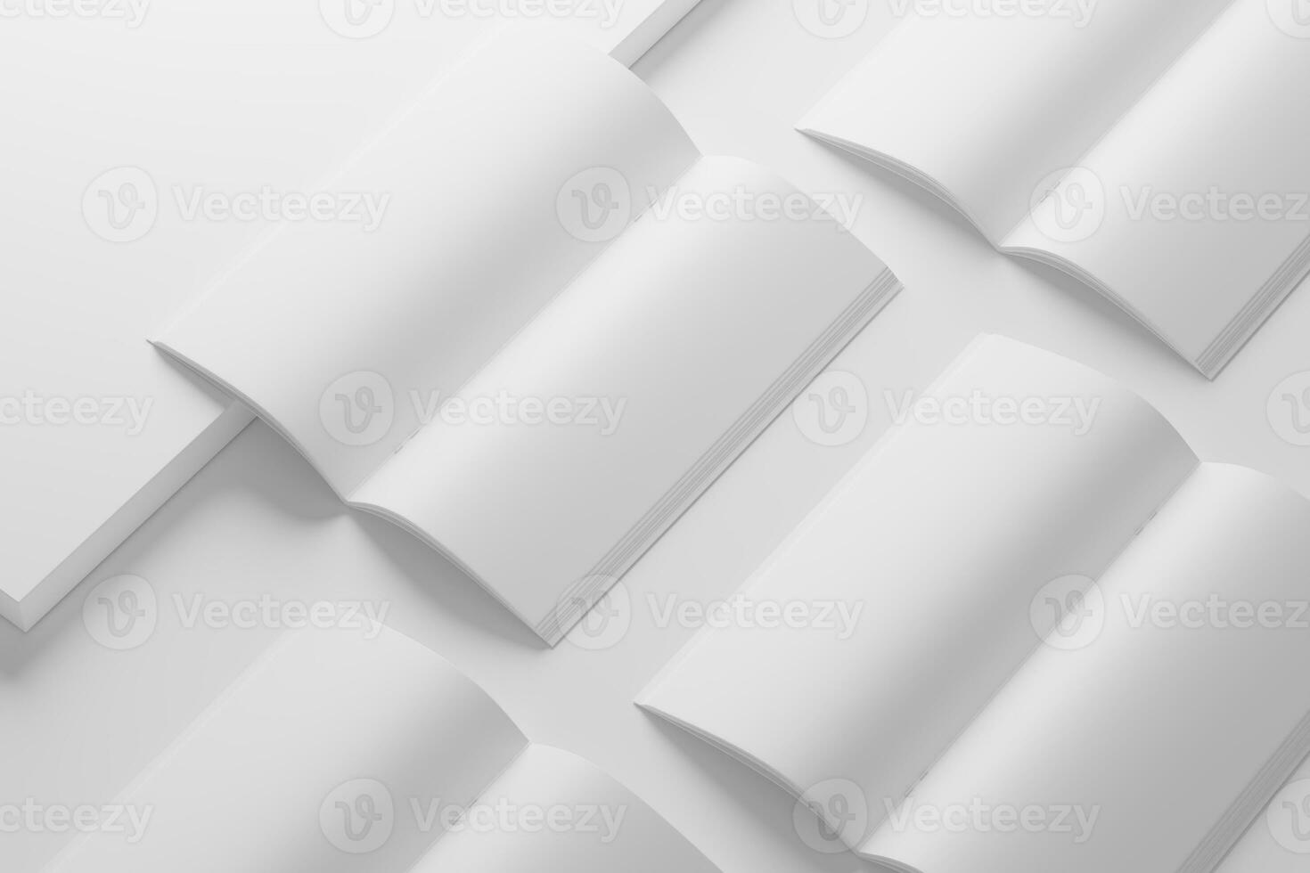 DL Saddle Stitch Bifold Brochure White Blank 3D Rendering Mockup photo