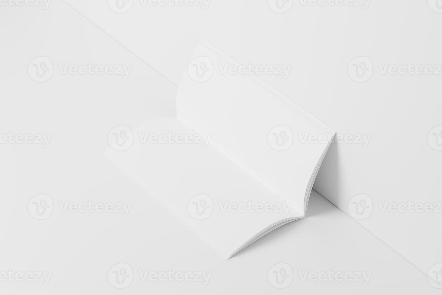 DL Saddle Stitch Bifold Brochure White Blank 3D Rendering Mockup photo