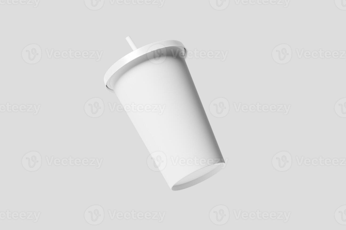 Paper Drink Cup White Blank 3D Rendering Mockup photo