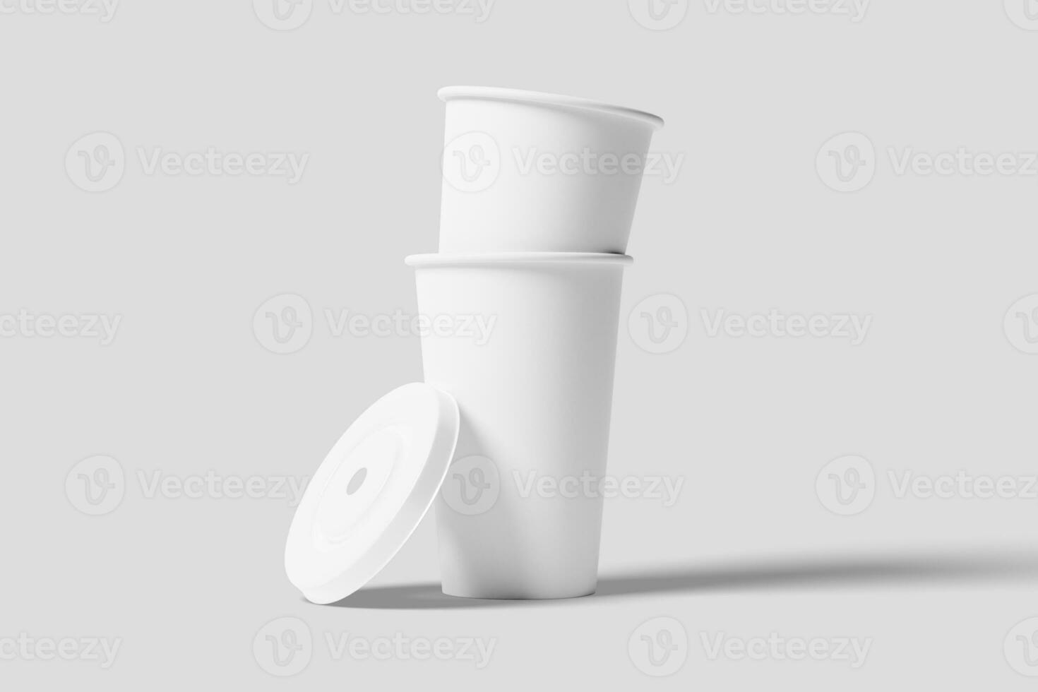 Paper Drink Cup White Blank 3D Rendering Mockup photo