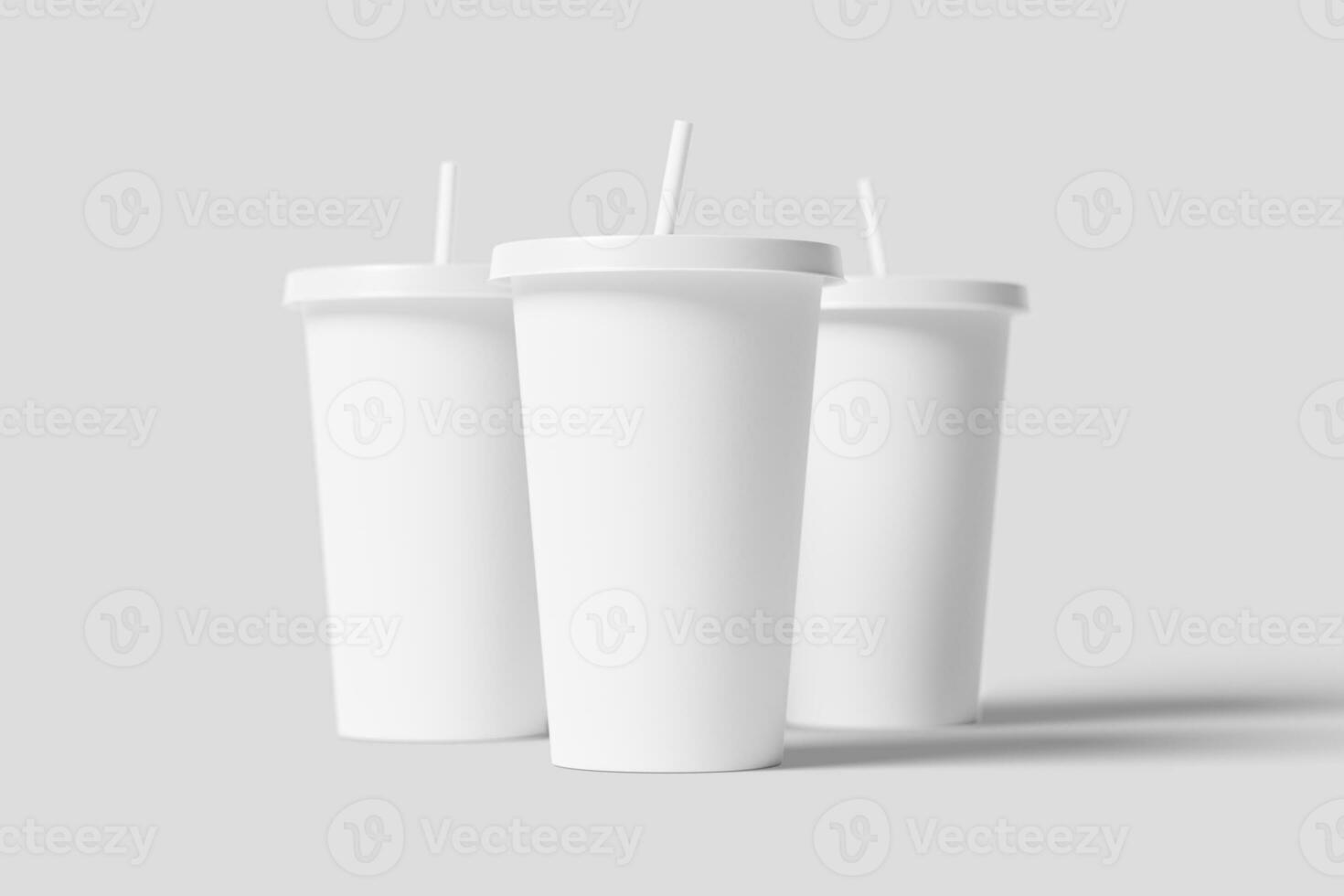 Paper Drink Cup White Blank 3D Rendering Mockup photo