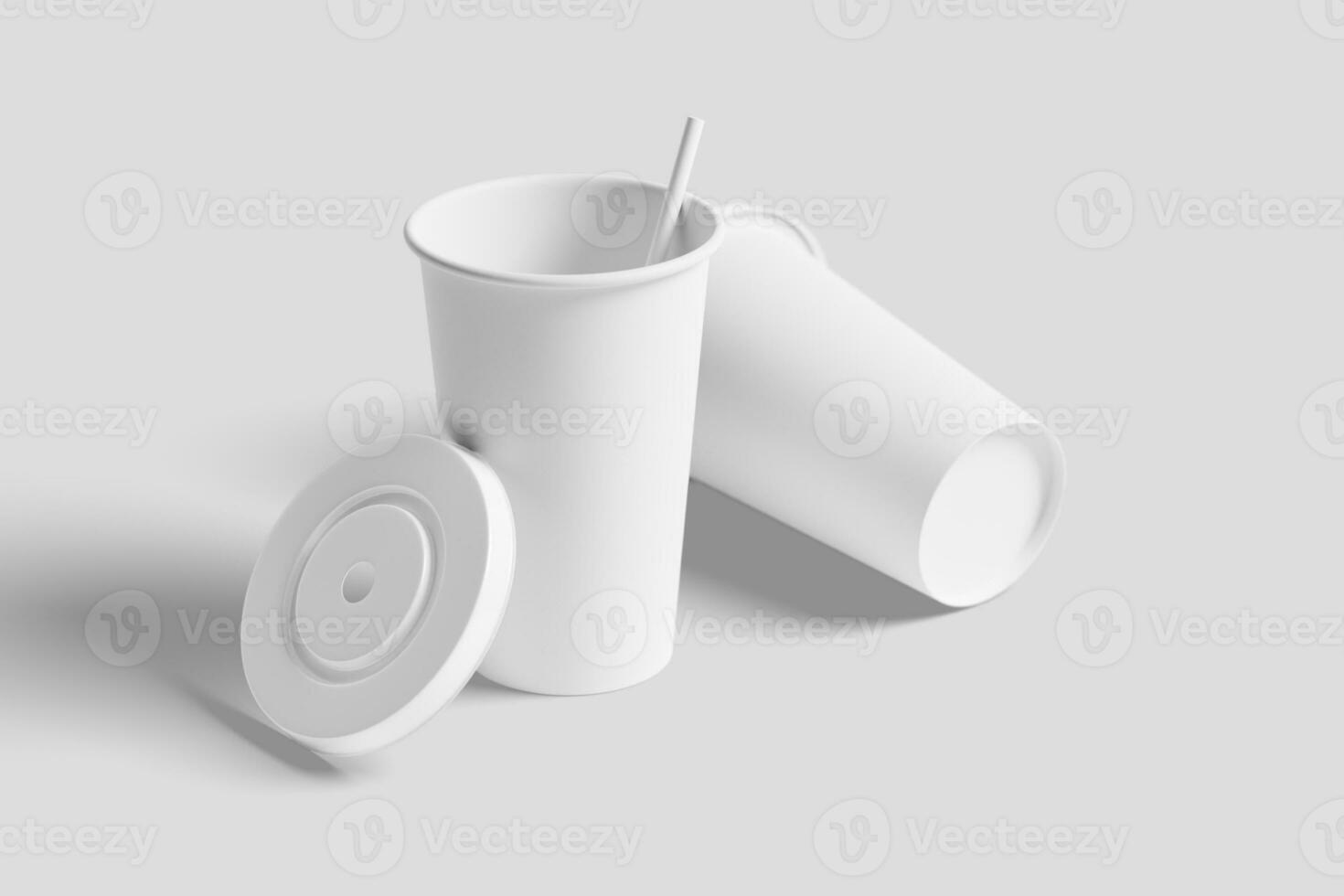 Paper Drink Cup White Blank 3D Rendering Mockup photo