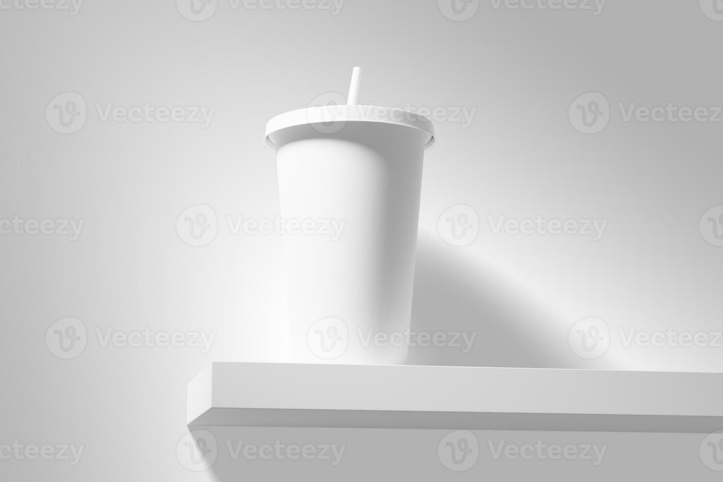 Paper Drink Cup White Blank 3D Rendering Mockup photo