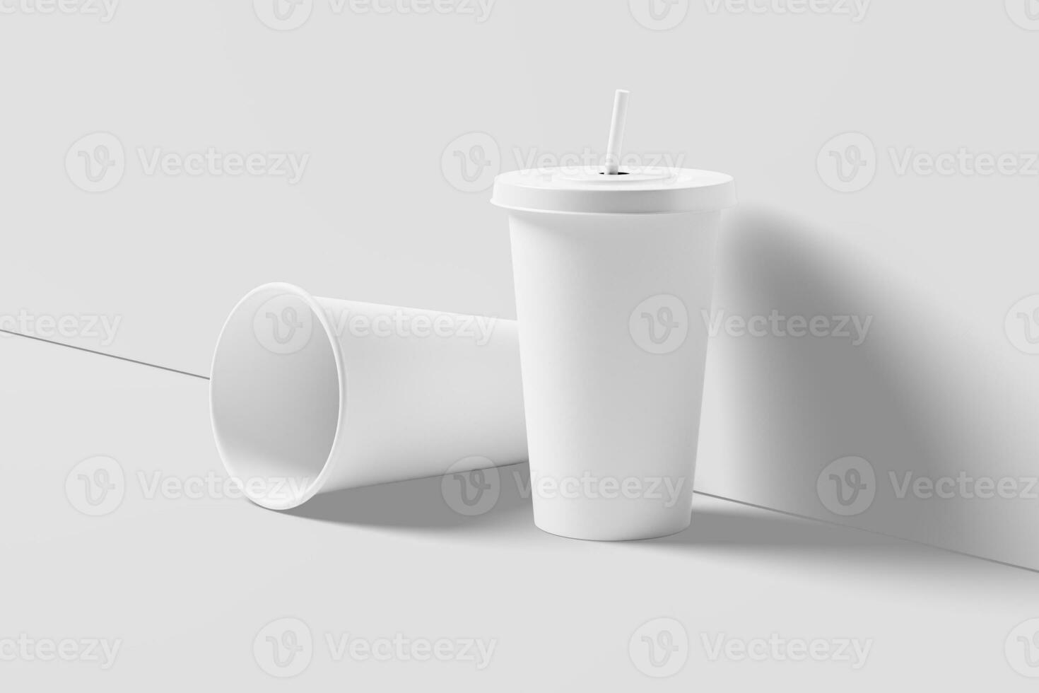 Paper Drink Cup White Blank 3D Rendering Mockup photo