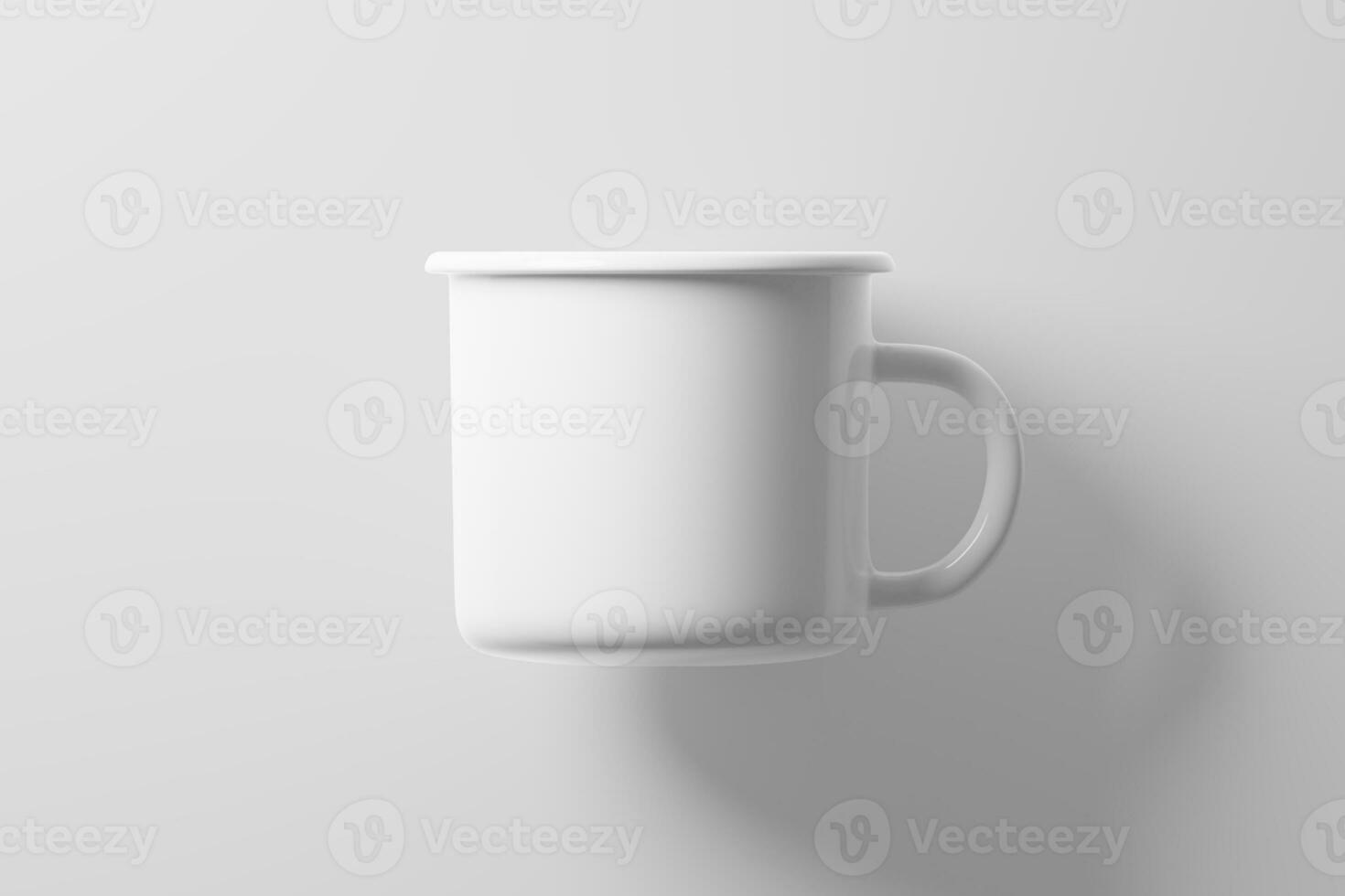 Enamel Mug 3D Rendering White Blank Mockup photo