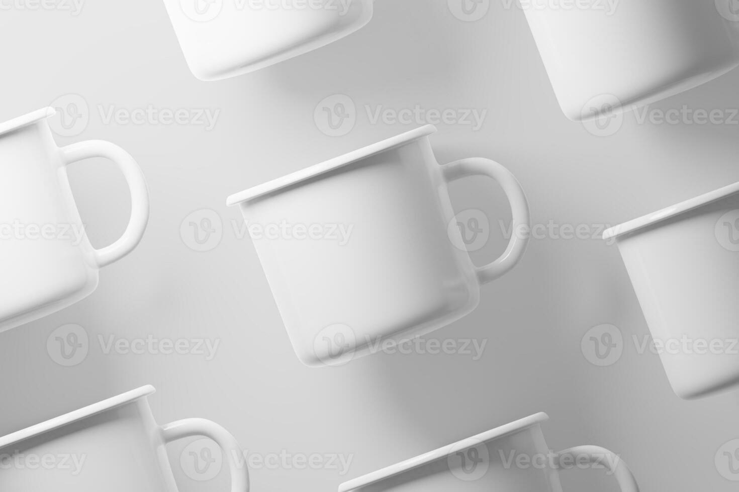 Enamel Mug 3D Rendering White Blank Mockup photo