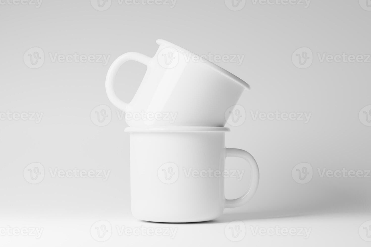 Enamel Mug 3D Rendering White Blank Mockup photo