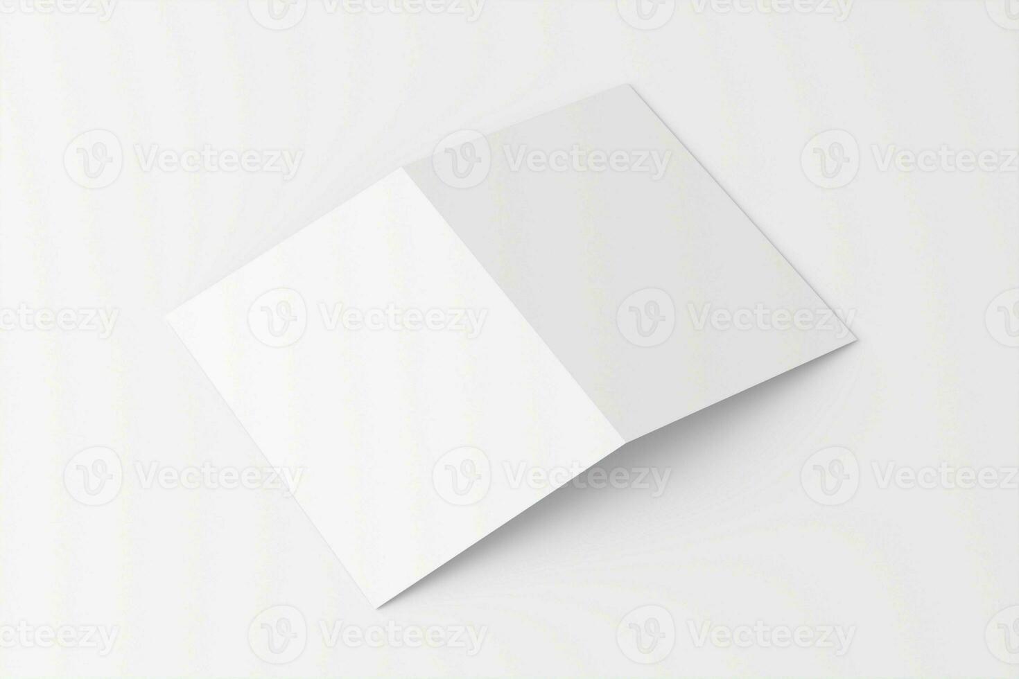 A4 A5 Folded Invitation Card With Envelope 3D Rendering White Blank Mockup photo