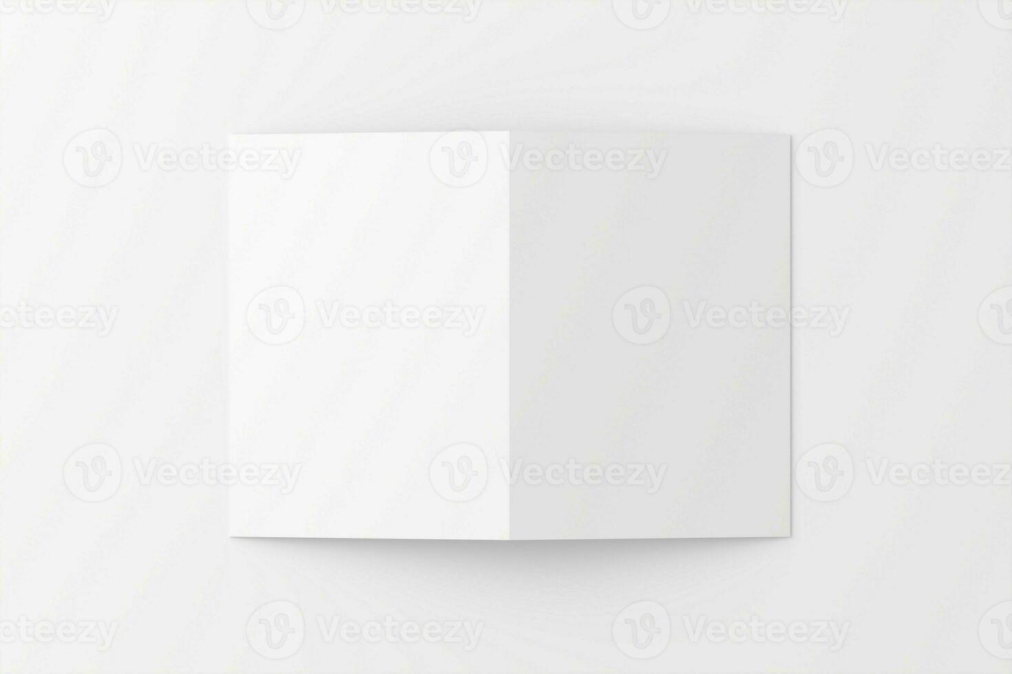 A4 A5 Folded Invitation Card With Envelope 3D Rendering White Blank Mockup photo