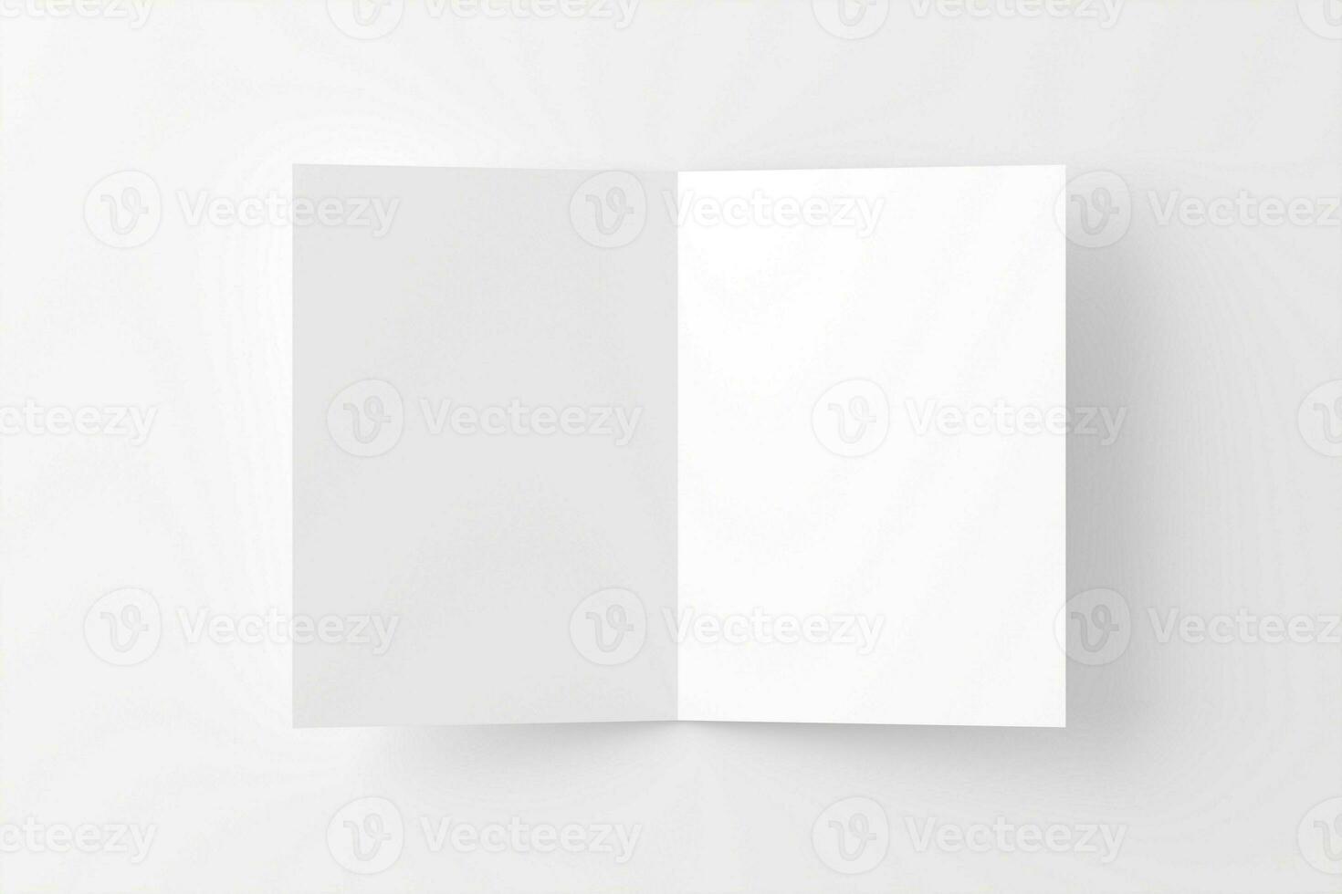 A4 A5 Folded Invitation Card With Envelope 3D Rendering White Blank Mockup photo