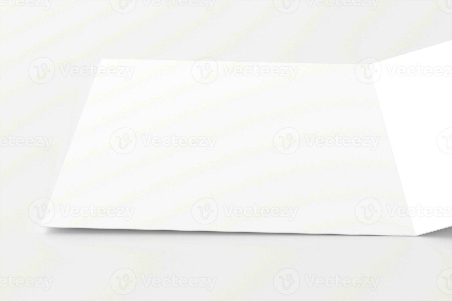 A4 A5 Folded Invitation Card With Envelope 3D Rendering White Blank Mockup photo