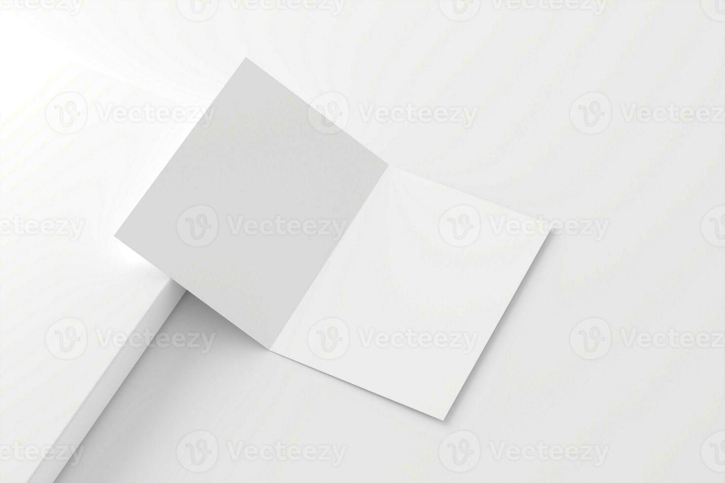 A4 A5 Folded Invitation Card With Envelope 3D Rendering White Blank Mockup photo