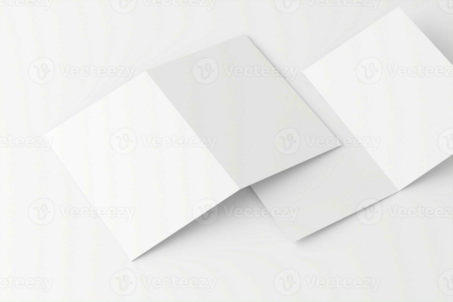 A4 A5 Folded Invitation Card With Envelope 3D Rendering White Blank Mockup photo
