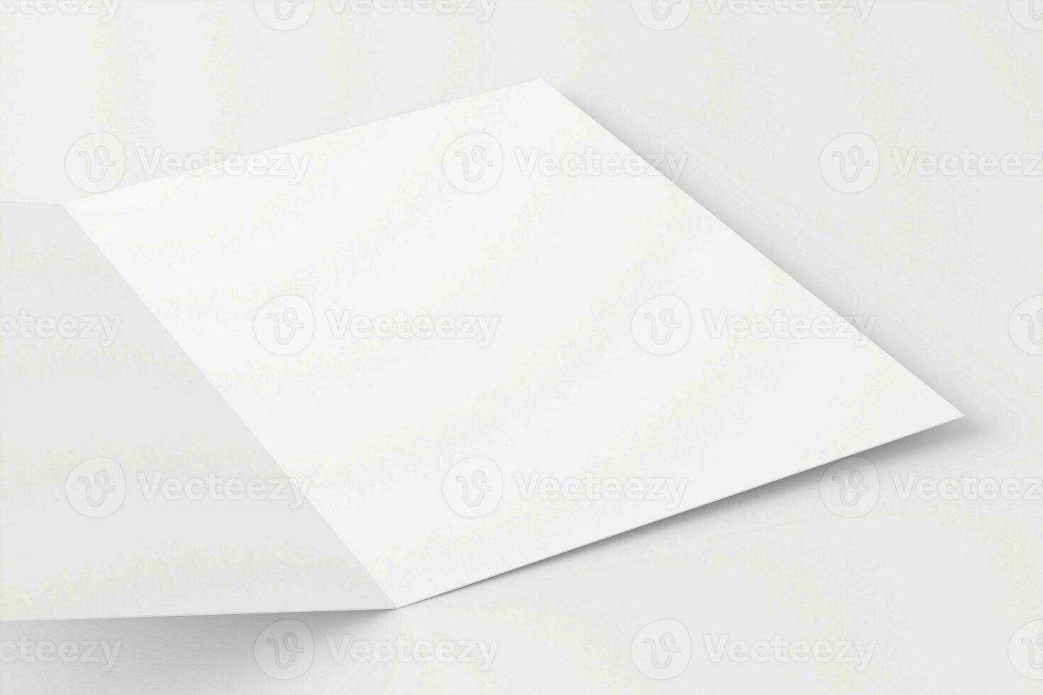 A4 A5 Folded Invitation Card With Envelope 3D Rendering White Blank Mockup photo