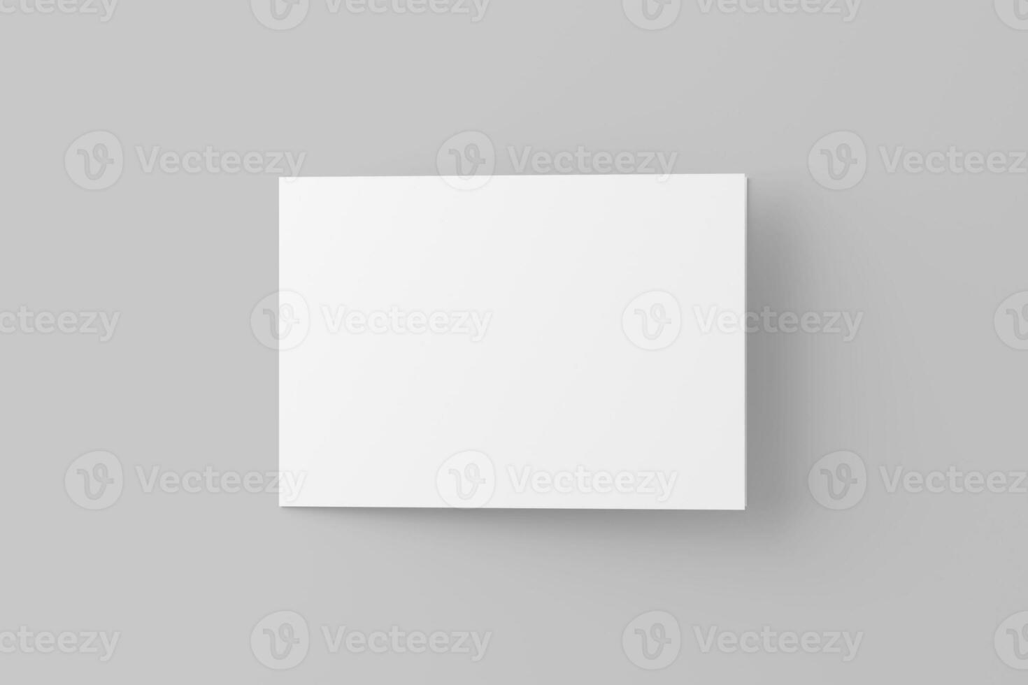 A4 A5 A6 Landscape Folded Invitation Card With Envelope 3D Rendering White Blank Mockup photo
