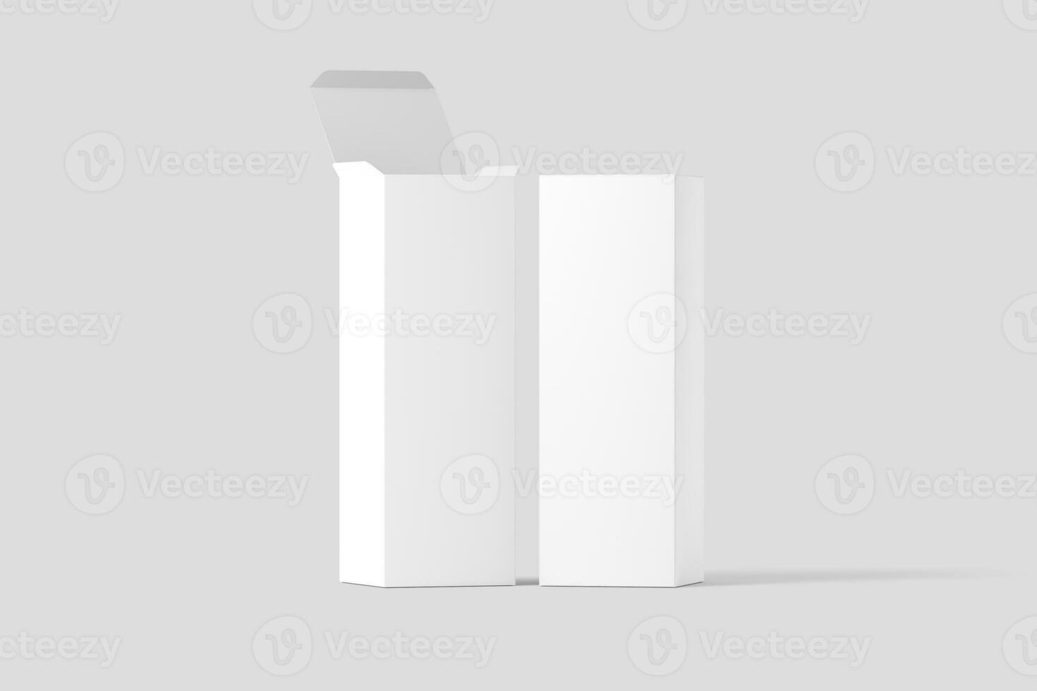 Long Rectangle Box White Blank 3D Rendering Mockup photo