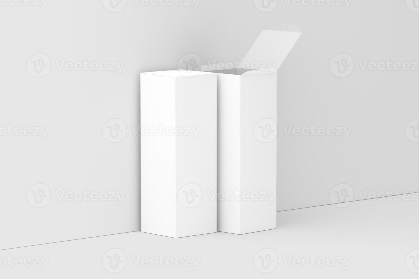 Long Rectangle Box White Blank 3D Rendering Mockup photo