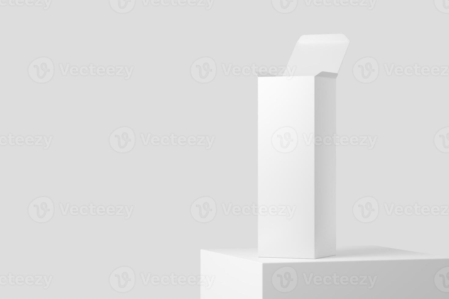 Long Rectangle Box White Blank 3D Rendering Mockup photo