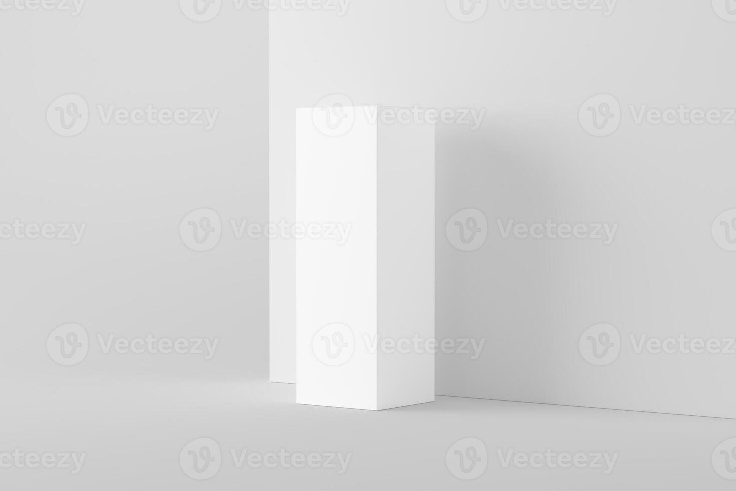 Long Rectangle Box White Blank 3D Rendering Mockup photo