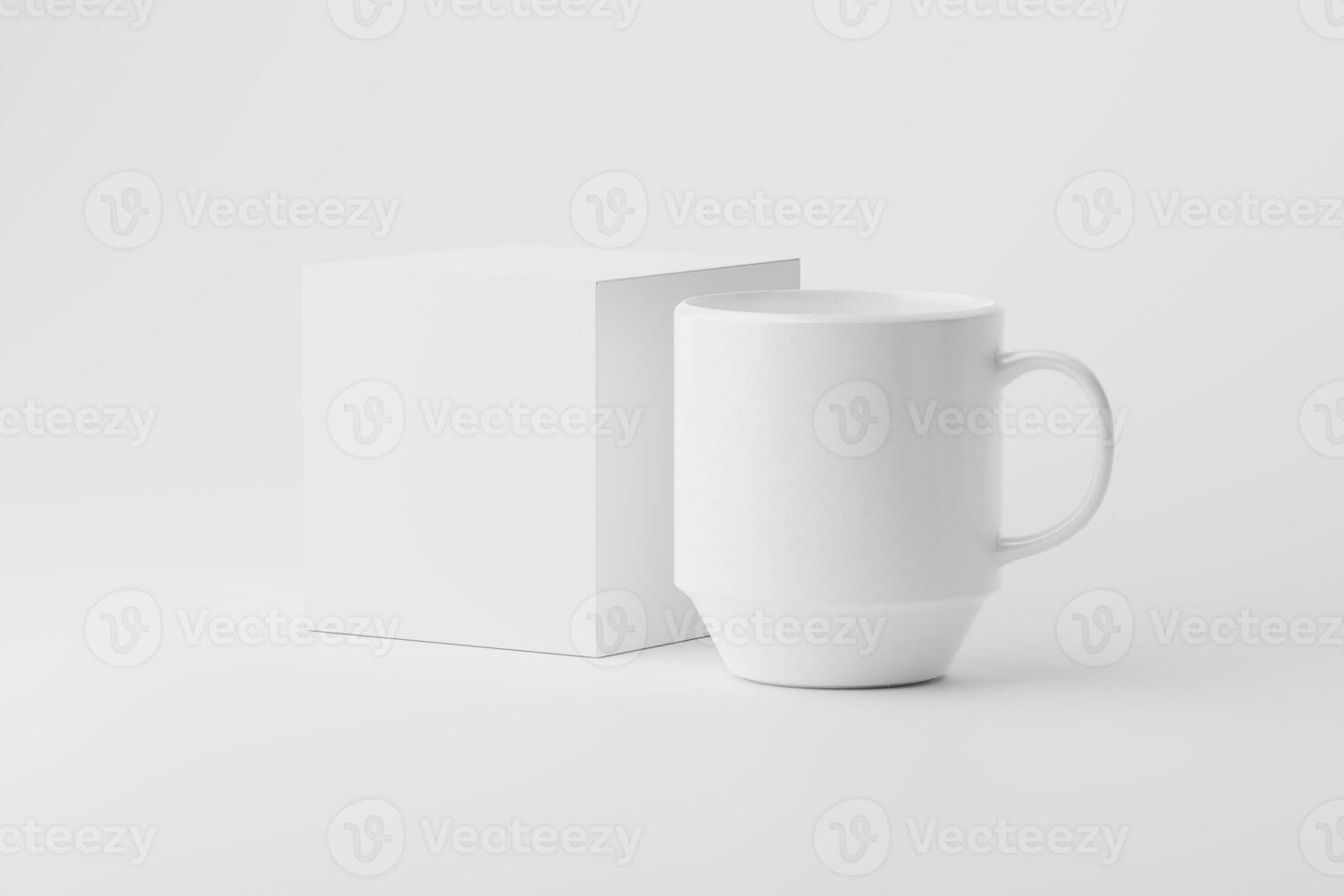 Ceramic Mug Cup For Coffee Tea White Blank 3D rendering Mockup photo