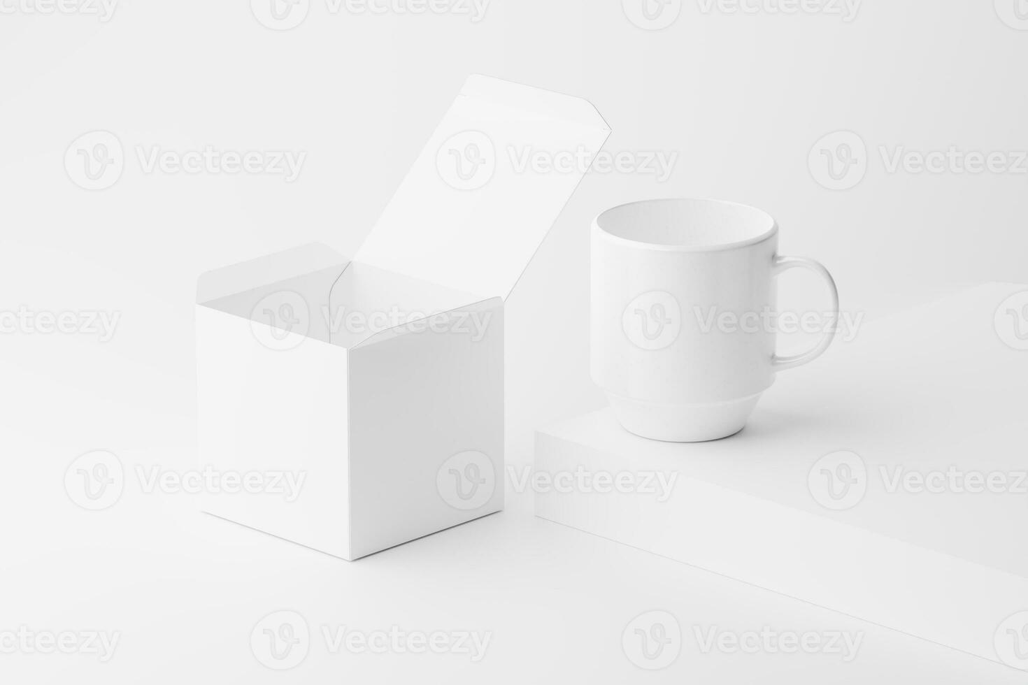 Ceramic Mug Cup For Coffee Tea White Blank 3D rendering Mockup photo