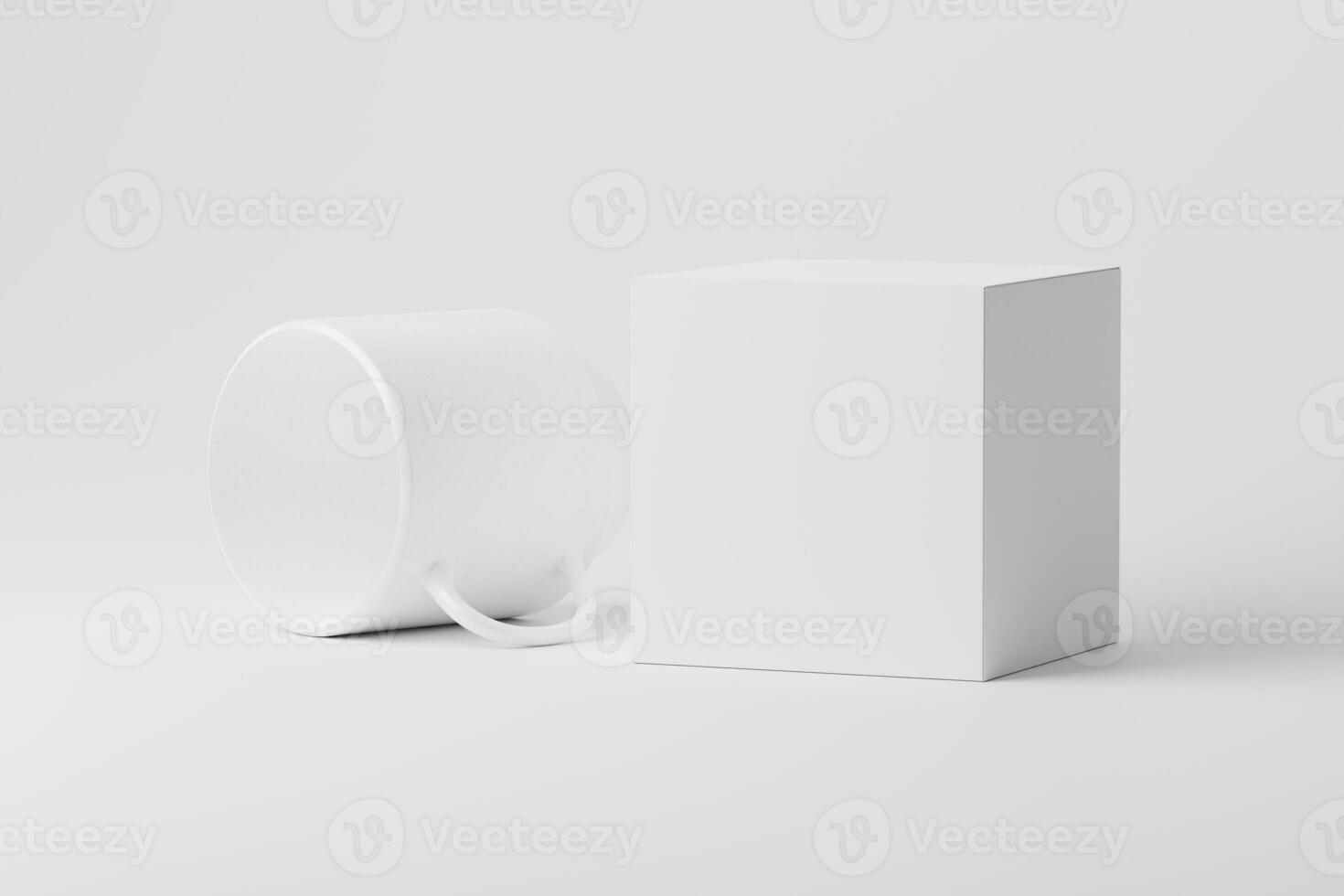 Ceramic Mug Cup For Coffee Tea White Blank 3D rendering Mockup photo