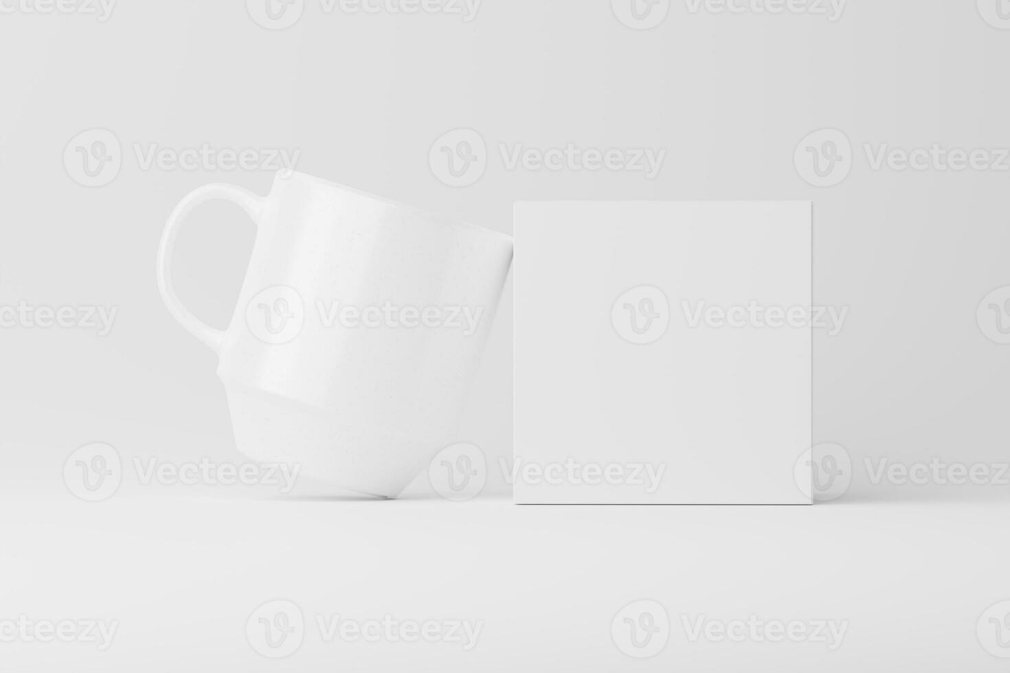 Ceramic Mug Cup For Coffee Tea White Blank 3D rendering Mockup photo